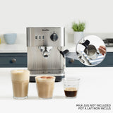 Breville Máquina de expresso Bijou Barista | Expreso automático y manual, Cafetera capuchino y café con leche | Bomba de 15 bares | Vara de vapor | Plateada [VCF149X]
