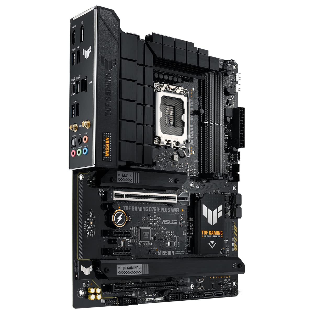 TUF Gaming B760-PLUS WiFi - Placa Base ATX Intel B760 (LGA 1700) con DDR5, Ranura PCIe 5.0, 3X PCIe 4.0 M.2, 12+1 DrMOS, 2.5Gb Ethernet, DisplayPort, HDMI, USB 3.2 Gen 2 Tipo C, Aura Sync