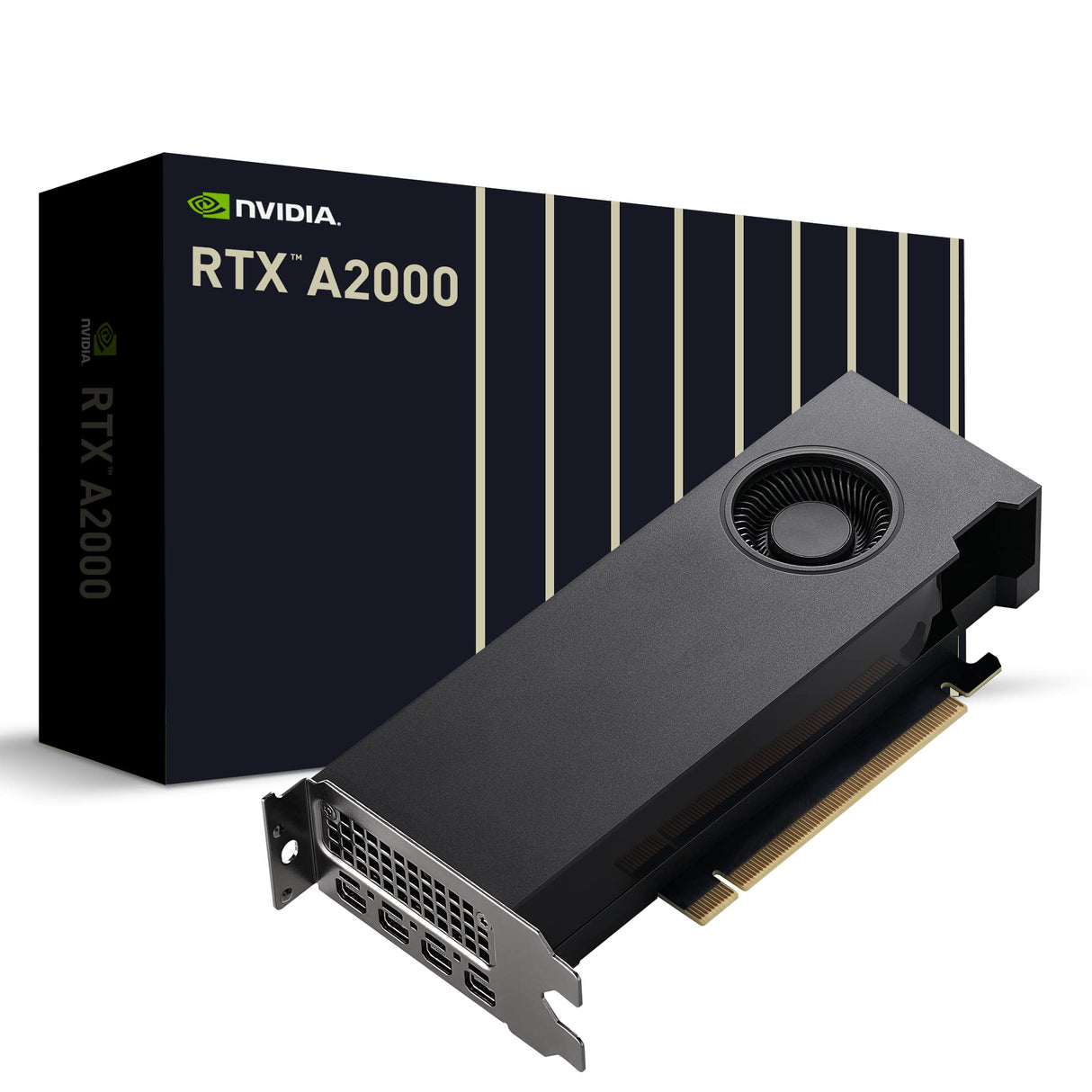 PNY Tarjeta gráfica Profesional Quadro RTX A2000 12 GB, GDDR6 de 12 GB, PCI Express 4.0 x16, Ranura Dual, 4X MiniDisplayPort, Compatible con 8K, Ventilador Activo ultrasilencioso