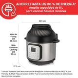 Instant Pot DUO CRISP + Air Fryer 8L, Acero inoxidable - Robot de cocina (11 funciones en 1: olla a presión, sartén, vapor, olla lenta) (140-0042-01-EU)