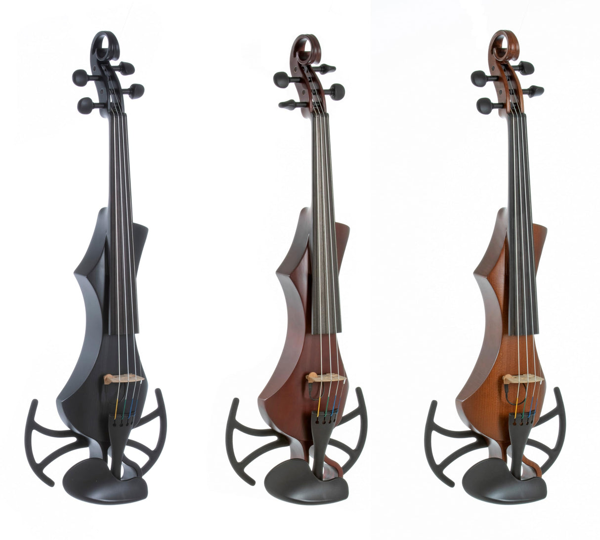 GEWA E-Violin, violín electrónico, Novita 3.0 negro con adaptador para apoyos de hombro, 4 cuerdas