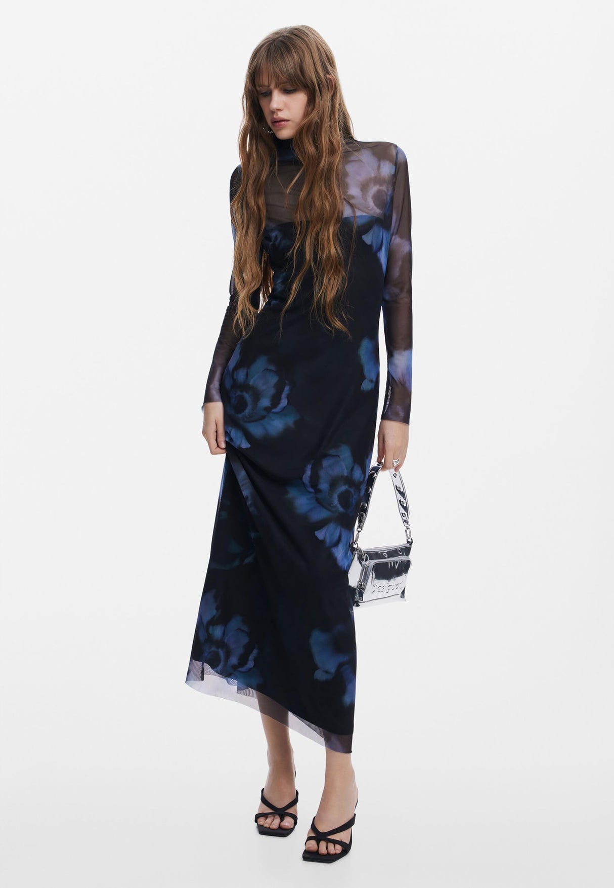 Desigual Vestido de Manga Larga para Mujer, Azul, S