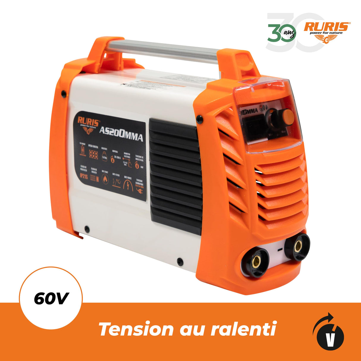 RURIS - Máquina de soldadura Ruris AS200MMA + máscara + martillo/cepillo + 2,5 kg electrodos rutilicos 3,2 mm + imán + guantes + máscara de soldadura soldador con células solares + delantal