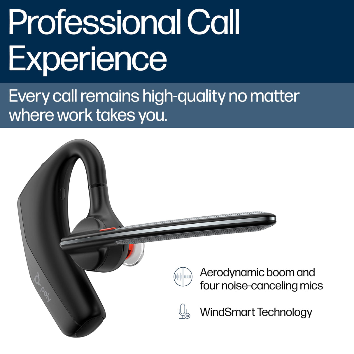 POLY Voyager Legend 50-M UC, Auricular Bluetooth con cancelación de Ruido por IA, diseño ergonómico, Control por Voz, autonomía 10 Horas, Caja de Carga, Negro