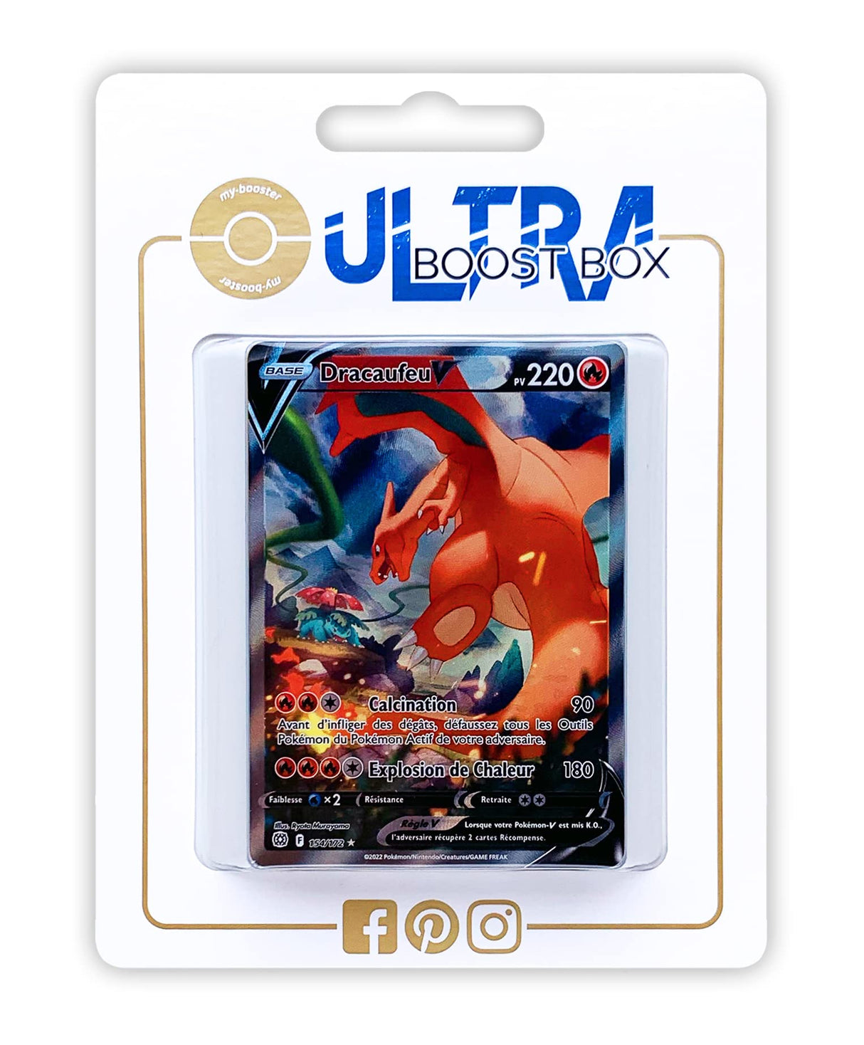 Dracaufeu V (Charizard V) 154/172 Full Art Alternativo - Ultraboost X Epée et Bouclier 9 - Stars Étincelantes - Box de 10 Cartas Pokémon Francés