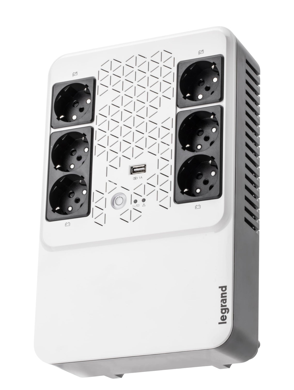 SAI Keor multiplug, 310082 de Legrand, line interactive con 6 bases Schuko y protección integrada 800VA 480W y autonomía de 10 a 15 minutos, blanco/negro