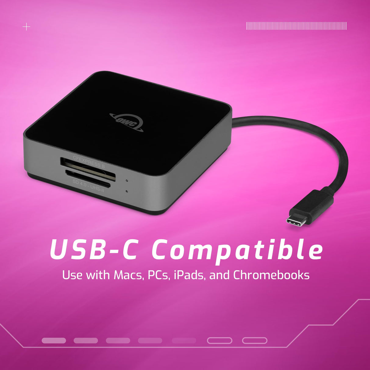 OWC Atlas Dual CFexpress + Lector de Tarjetas SD, USB-C Doble Ranura CFexpress Tipo B y SDXC UHS-II Lector de Tarjetas (OWCTCCFXBSDRDR)