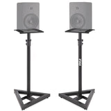 Pyle Par de Soporte para Altavoces, De pie, Altura Ajustable, Plataforma Cuadrada de 9”, Base Triangular