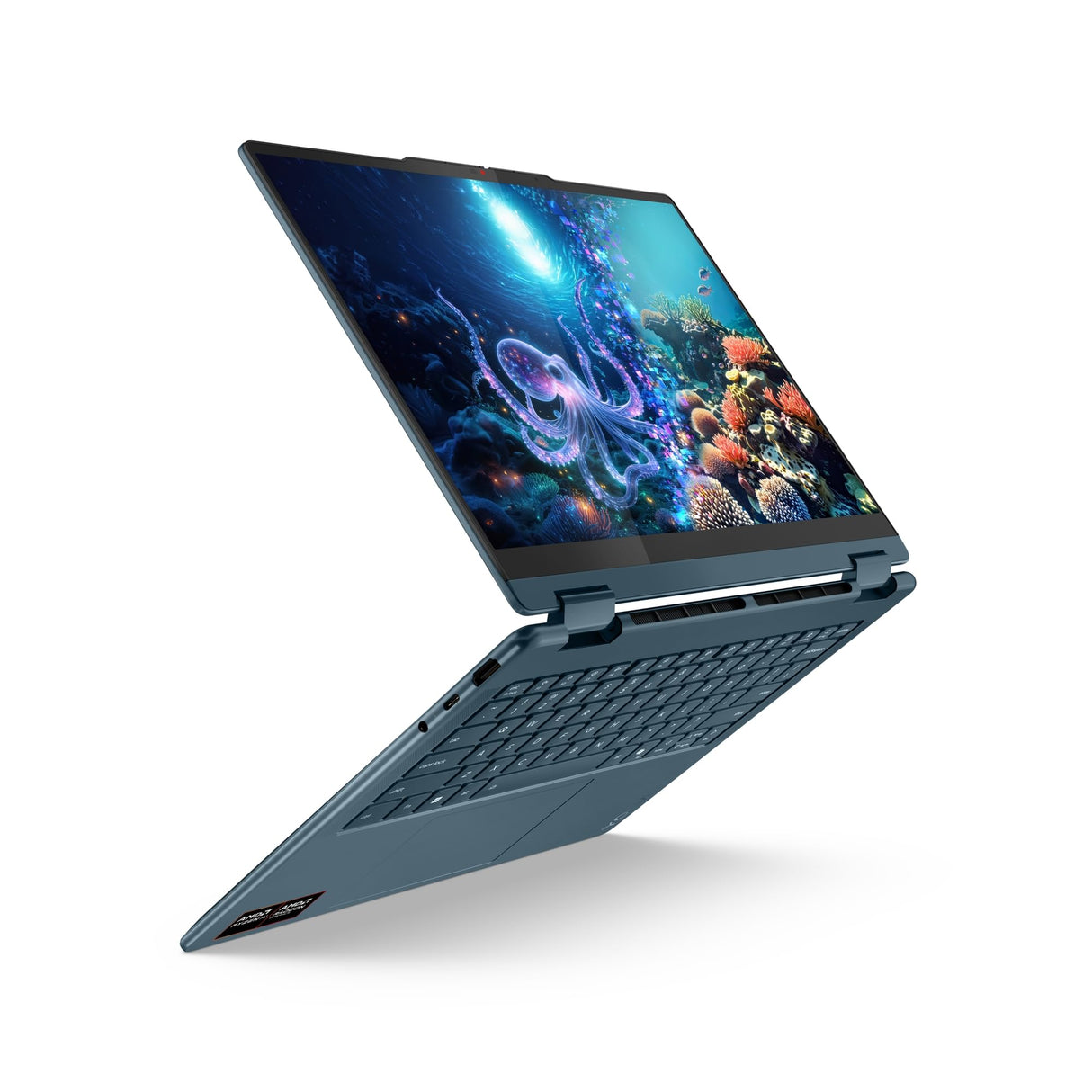 Lenovo Yoga 7 - Ordenador portátil 2 en 1, Copilot+PC, 14" WUXGA OLED, AMD Ryzen AI 7 350, 16 GB de RAM, SSD de 512 GB, AMD Radeon 860M, Win11, QWERTZ, Tidal Teal, 3 Meses Premium Care, Incluye Funda