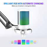 FIFINE Gaming Microfono para PC USB, RGB Kit de Micrófono de Condensador para Ordenador PS4 PS5, con Botón de Silencio, Filtro Anti-Pop, Soporte de Choque, Soporte Microfono