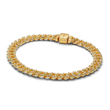 PANDORA Pulsera para mujer, color dorado 563008C01, 18cm, Plata de ley, Circonita cúbica