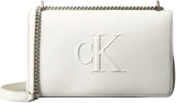 Calvin Klein Bolso bandolera Mujer Sculpted Flap con cadena, Blanco (Lily White), Talla Única