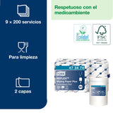 Tork 473474 Reflex Papel de secado Extra/Advanced / 2 capas/Papel multiuso compatible con el sistema M3 / 9 bobinas x 67 m de largo/color blanco