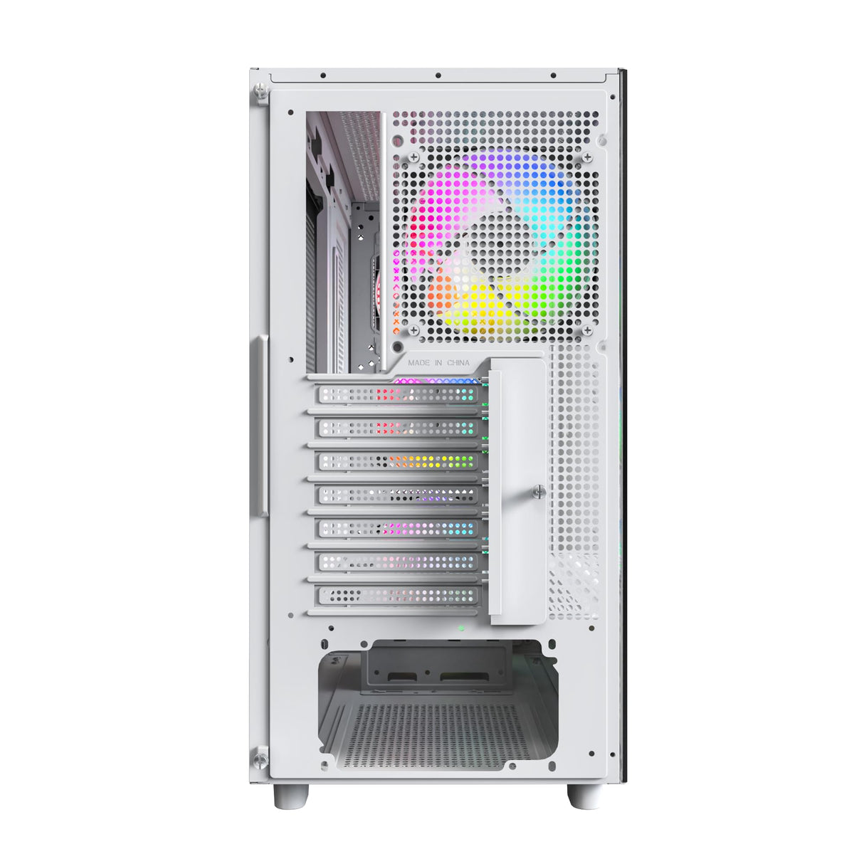MONTECH XR Wood,Genuine Black Walnut Front, ATX Mid-Tower PC Gaming Case, Glass Side Panel, 4 x 120mm GF120 ARGB PWM Fans Pre-Installed, White