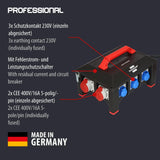 Brennenstuhl Distribuidor de flujo de goma profesional BSV 5 / distribuidor de corriente CEE Enchufe 32A (cable de 2 m H07RN-F 5G6.0, 1xCEE 400V/32A, 2xCEE 400V/16A, 6 contactos a tierra 230 V,