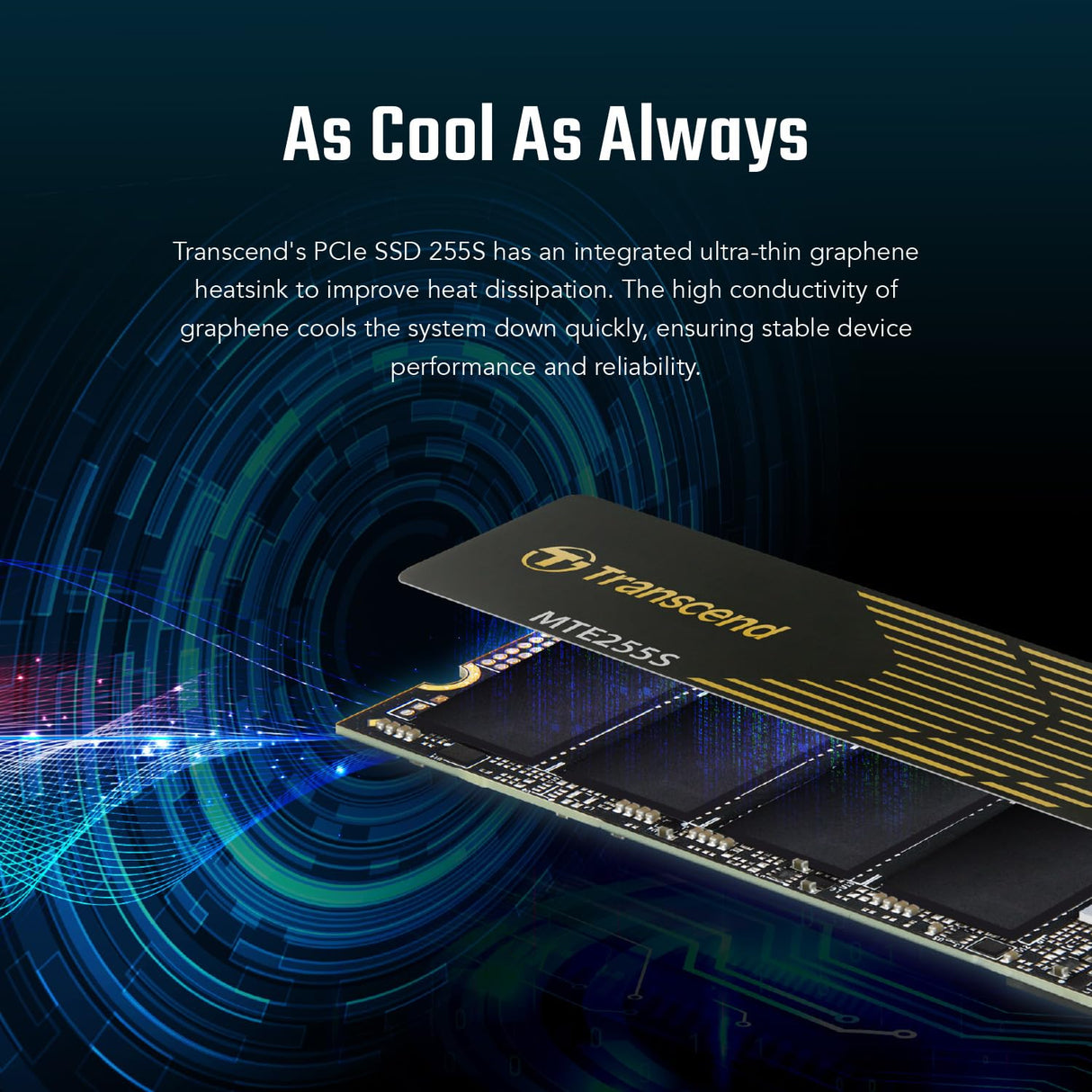 Transcend 1TB M.2 2280 SSD con disipador de Calor, hasta 7,400MB/s para PS5, computadoras de Escritorio, laptops, PCIe 4.0 NVMe Gen4x4 Internal SSD, 3D TLC NAND -TS1TMTE255S