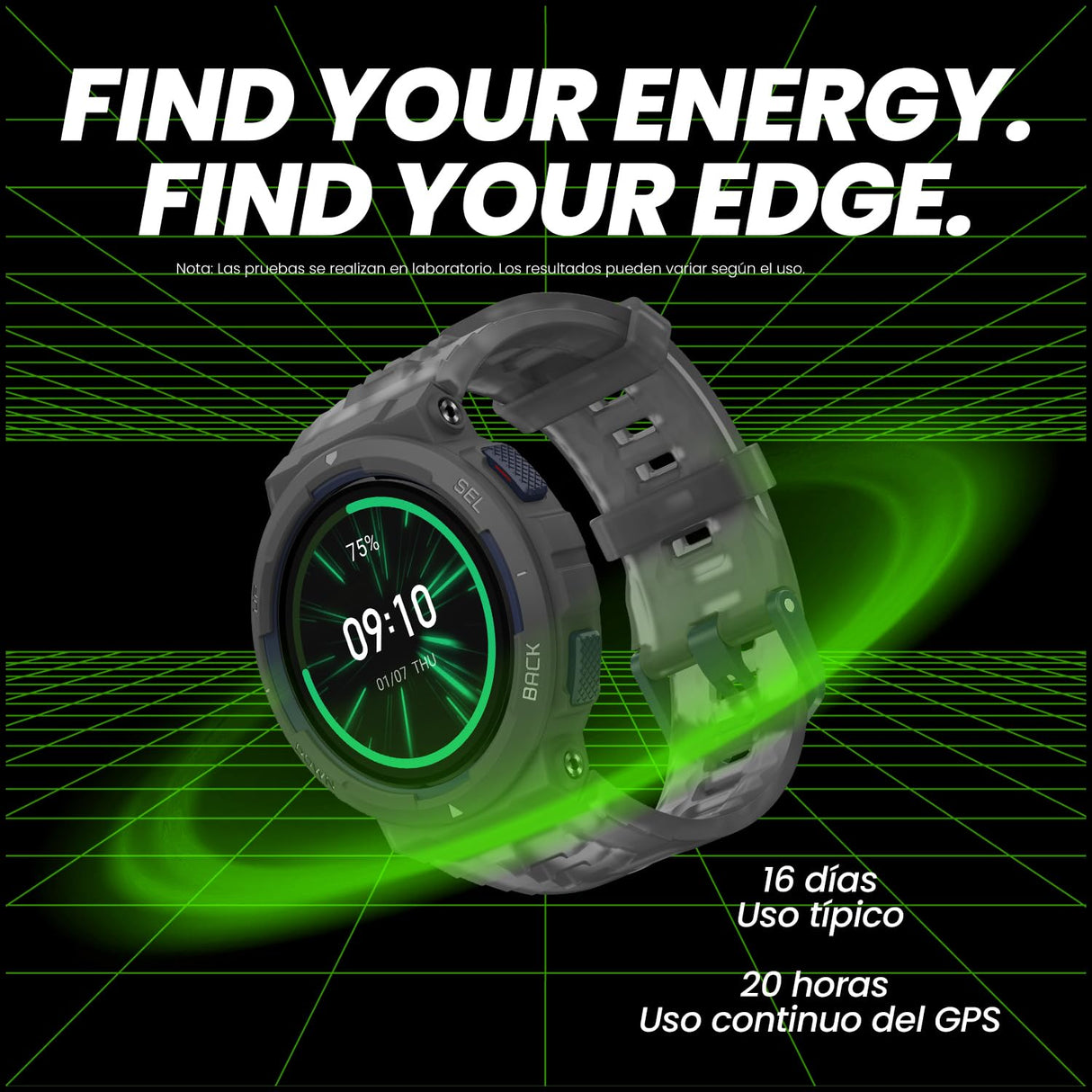 Amazfit Active Edge Smartwatch con diseño Deportivo y de Fitness Resistente y Elegante, GPS, Entrenador de Salud AI, Sport Outdoor, Entrenamientos y Ejercicio, 16 días de batería, 10 ATM