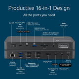 Kensington K35234EU - SD5920T EQ Docking Station Thunderbolt 4 Quad 4K con Tecnología DisplayLink, Lectores de Tarjetas SD y Micro SD, Carga Rápida de 100W, Puertos Ethernet, USB-A y USB-C 3.2