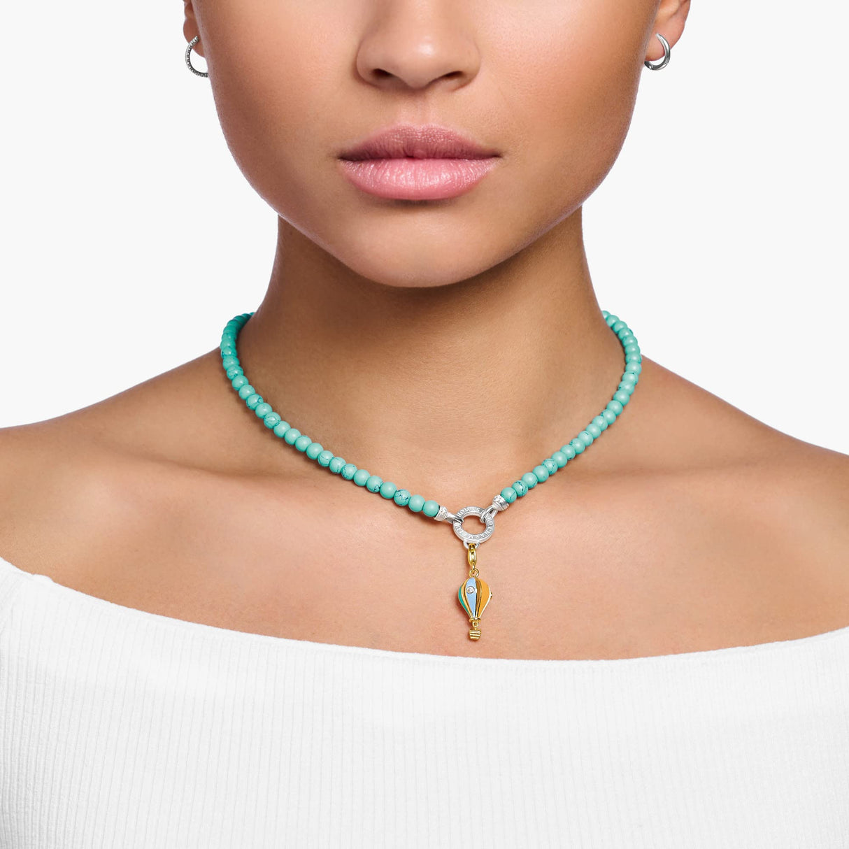 THOMAS SABO Collar con perlas azules plata chapada en oro KE2187-405-17, 40,00, Plata esterlina, No es una piedra preciosa
