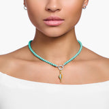 THOMAS SABO Collar con perlas azules plata chapada en oro KE2187-405-17, 40,00, Plata esterlina, No es una piedra preciosa