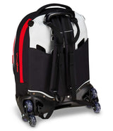 Seven Milan - Mochila escolar Jack de 3 ruedas, color rojo y negro, con carrito desmontable de 33 litros, para escuela primaria y secundaria, para niño, rojo, Talla única, Casual