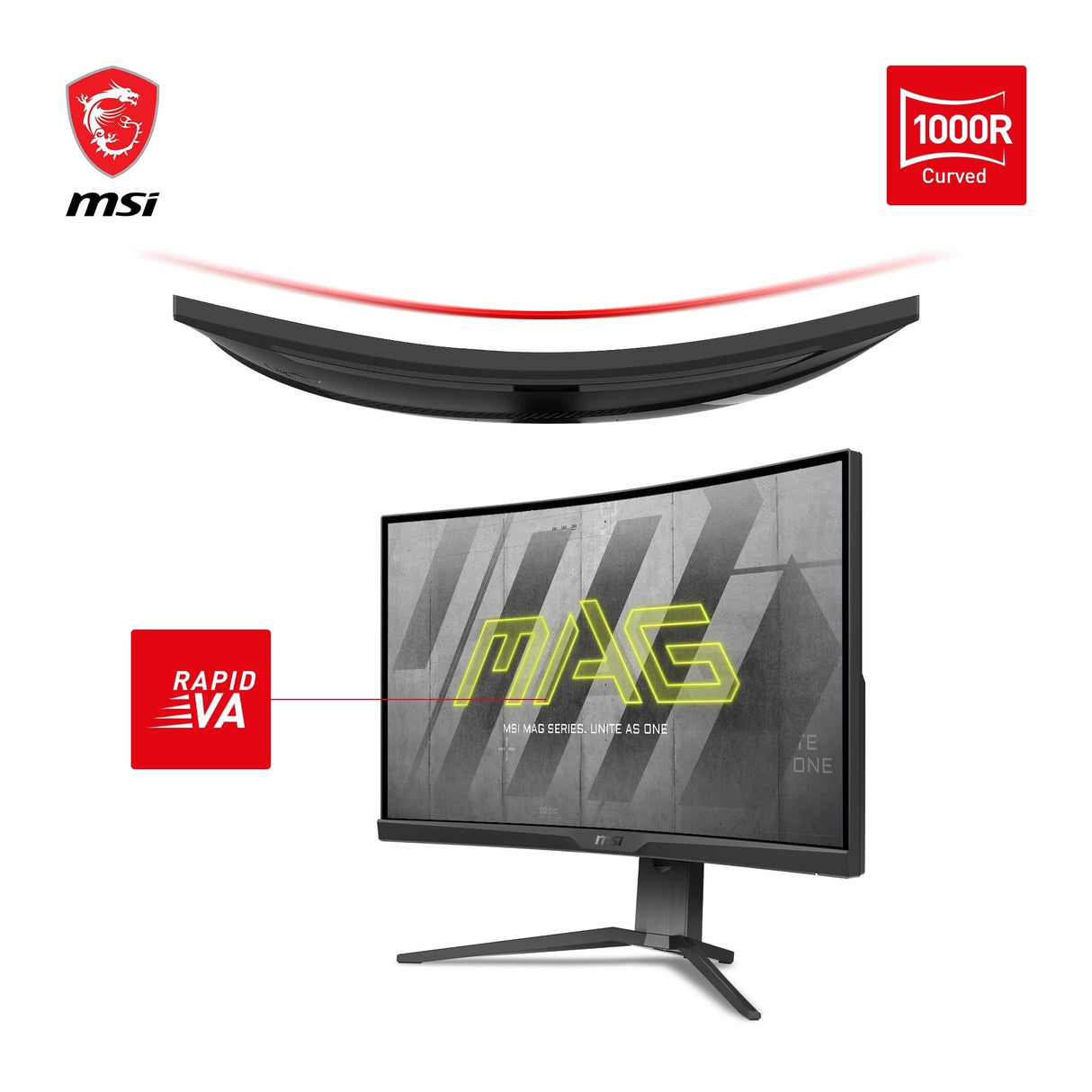 MSI mag 275CQRF-QD - Monitor Curvo Gaming de 27" WQHD 2560 x 1440, Rapid VA Panel, 170Hz / 1ms GTG, AMD FreeSync Premium, HDR Ready, Quantum Dot, Curvatura 1000R, Color Negro