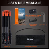 Rollei Tripode Camara Naranja, 145cm Compact Traveler No.1 Carbon Trípode de Viaje Ligero y Portátil con Soporte para Teléfono y Rótula de Bola para Nikon Sony Canon, Trípode-Cámara-Viaje-Tripod