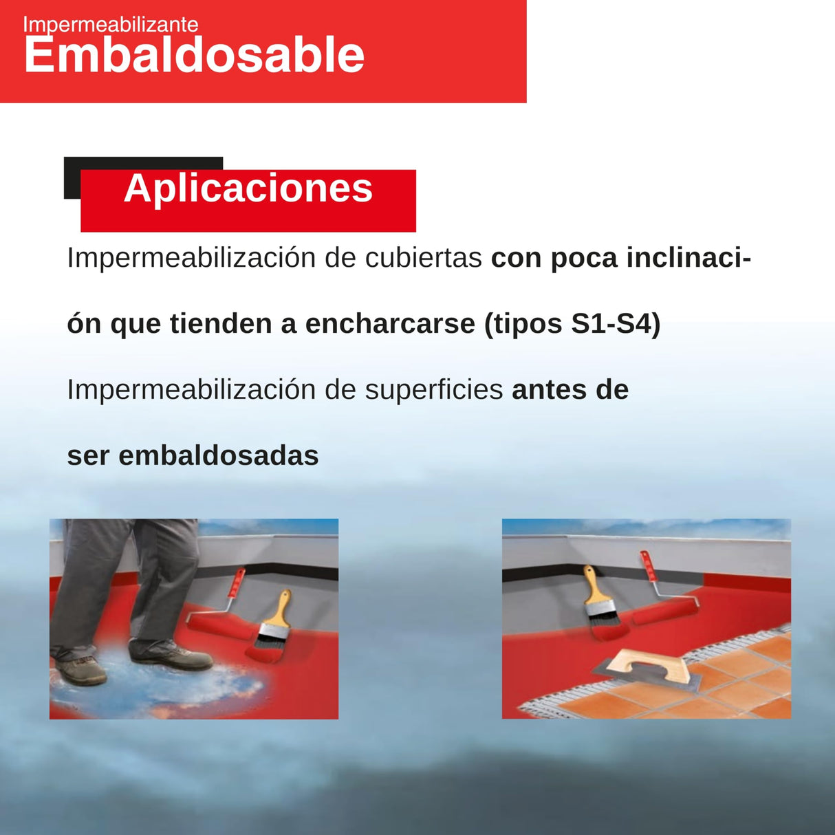 Fischer - Pintura impermeabilizante embaldosable 15L para terrazas, tejados, transitable, Gris
