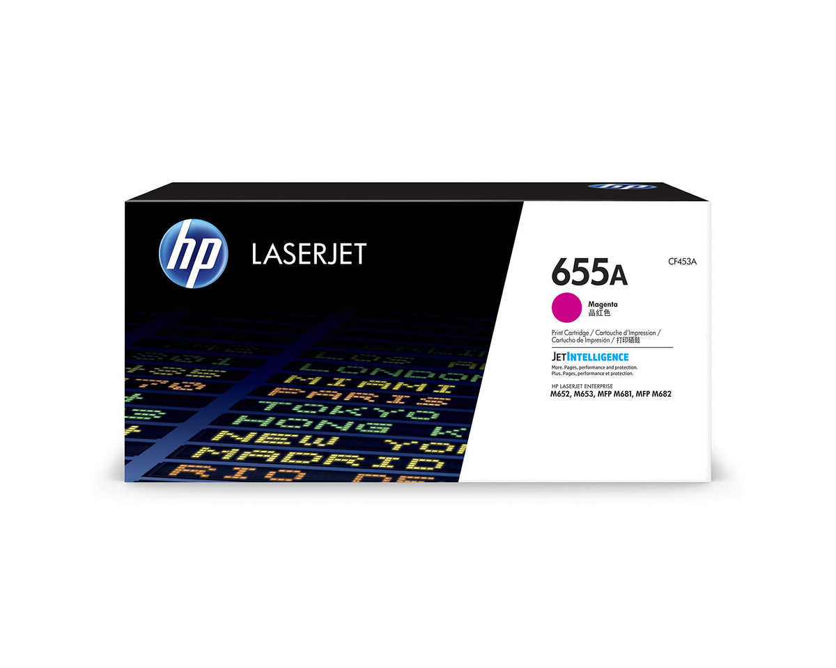 HP 655A CF453A, Magenta, Cartucho Tóner Original, de 10.500 páginas, para impresoras HP Color LaserJet Enterprise Flow MFP M681z, MFP M682z; Color LaserJet Enterprise serie M652, MFP M681 y M653x
