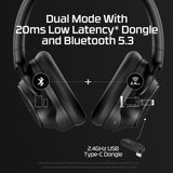 HyperX Cloud Mix 2 - Auriculares inalámbricos con cancelación de Ruido, Gaming, música, Llamadas, Bluetooth 5.3 o USB-C, batería 110h, Color Negro