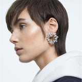 Swarovski Pendientes de aro Millenia, Talla pera, Blancos, Baño de rodio
