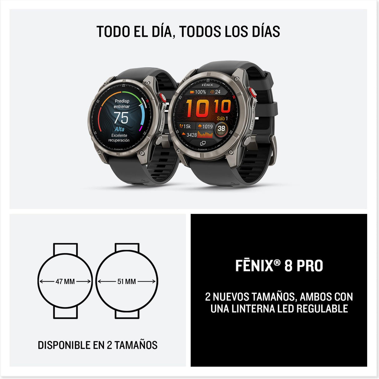 Garmin fēnix 8 Pro Zafiro, 47mm, Smartwatch Premium GPS Multideporte, Conectividad Satelital y LTE, Pantalla táctil AMOLED, Altavoz y micrófono Integrados, Mapas y hasta 15 días de autonomía, Grafito