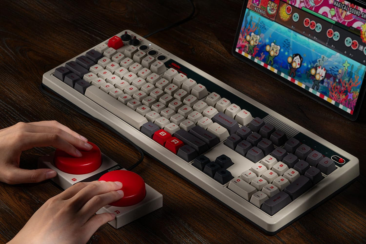 8BitDo Retro 108 Mechanical Keyboard with 108 Keys and Integrated Numpad, Bluetooth/2.4G/USB-C Hot Swappable Wireless Gaming Keyboard for Windows and Android - N Edition - QWERTY English Keyboard