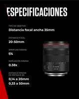 Objetivo Canon RF 20-50mm F4L IS USM PZ | Power Zoom para Vídeo y Fotografía | Estabilizador Óptico, Apertura f/4 Constante | Ideal Creadores Contenido, Vlogging, Viajes