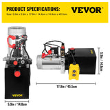 VEVOR Bomba Hidráulica con Efecto Doble 4L, para Remolque y Tanques de Metal, 12V