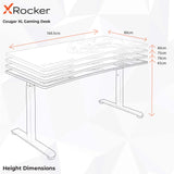 X Rocker Cougar XL Escritorio y estación de Trabajo para Juegos de Altura Ajustable, Mesa de computadora de Metal Resistente con Alfombrilla de ratón Grande, portavasos y Bandeja para Cables – Negro