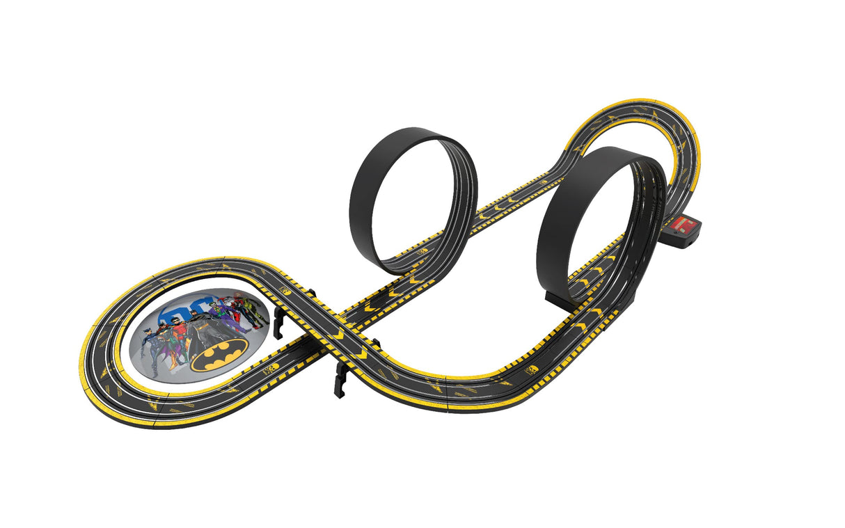 Micro Scalextric Juegos de Pistas de Carreras de Autos para niños a Partir de 4 años, Batman vs Joker: The Race for Gotham City, Pista de Coche alimentada por Pilas, vehículos de Juego para niños de