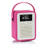 Radio Digital VQ Retro Mini Dab & Dab+ con FM, Bluetooth y Reloj Despertador – Rosado