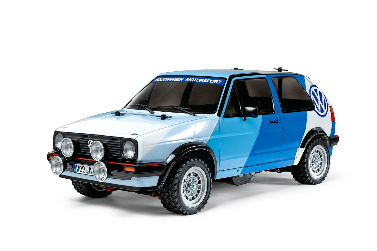 TAMIYA 58714 1:10 RC VW Golf II GTI 16V Rally MF-01X – Coche teledirigido, vehículo, modelismo, Montaje, afición, Kit de Montaje RC, sin barnizar