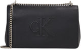 Calvin Klein Bolso bandolera Mujer Sculpted Flap con cadena, Negro (Black), Talla Única