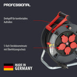 Brennenstuhl Carrete de cable profesional 300 KU 2100 (cable de 25 m en negro, fabricado en plástico especial, para uso en obras de construcción y uso permanente en exteriores, fabricado en Alemania)