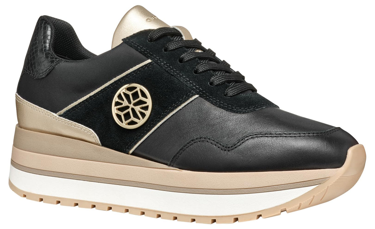 Geox D New KENCY A, Zapatillas Mujer, Black, 37 EU