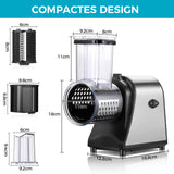 Cortadora Eléctrica de Verduras 250W, Rallador 5 en 1 con Amplia Boca de Llenado, Mandolina Multifuncional para Frutas, Verduras y Queso