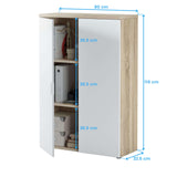 Habitdesign Mueble Auxiliar Despacho, Armario Estudio, 119x80x32,5 (AltoxAnchoxFondo - en cm), Color Blanco Artik y Roble Canadian, Modelo Office