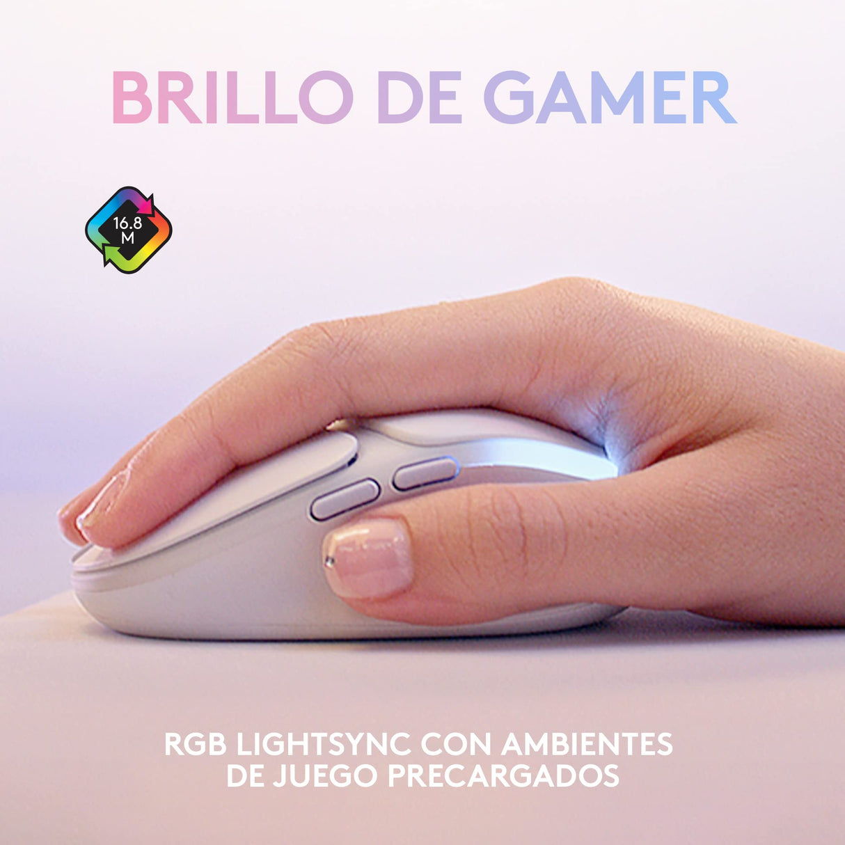 Logitech G G705 Ratón Inalámbrico Para Gaming, Iluminación LIGHTSYNC RGB Personalizable, Inalámbrico LIGHTSPEED, Conectividad Bluetooth, Ligero, PC/Mac/Portátil - Blanco