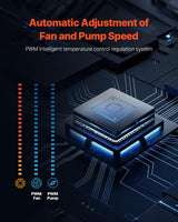 VEVOR Enfriador de Líquido para CPU, 2 Ventiladores y Bomba PWN de 120 mm, Enfriador de Agua para CPU con Pantalla LCD de 2,1" y Luz ARGB, para Intel 115X/1366/2011/1700/1200, AMD AM4/AM5, Negro