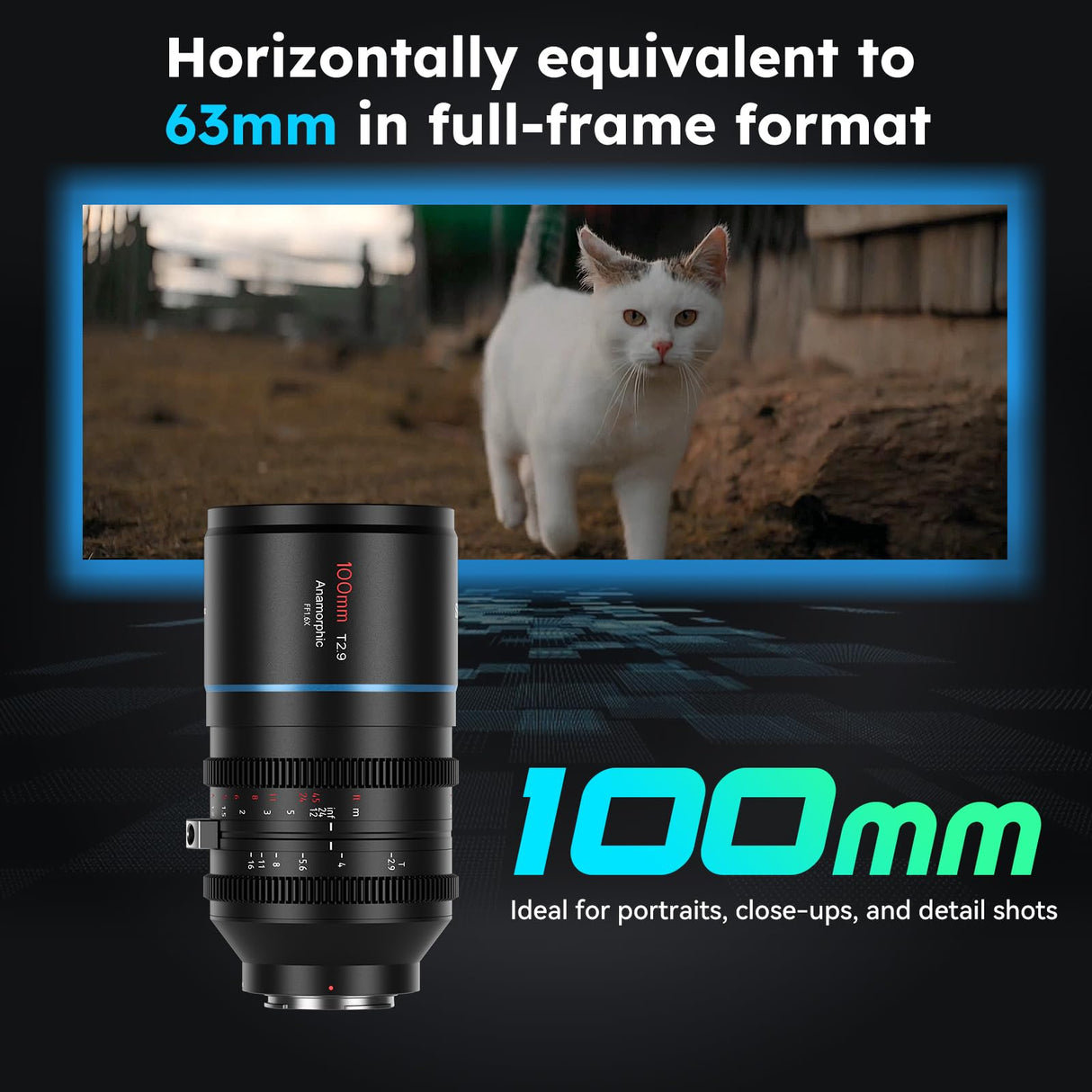 SIRUI 100mm T2.9 1.6X Full-Frame Anamorphic Lens Cinema Lens (E Mount)