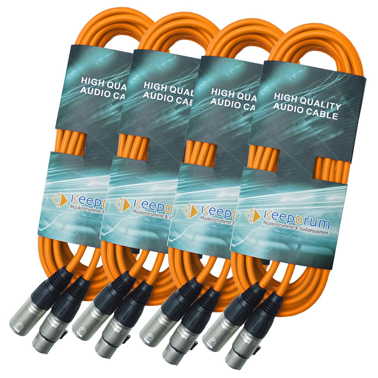 keepdrum mc001xx-10m-or - Cable de micrófono XLR de 3 pines (10 m, 4 unidades), color naranja