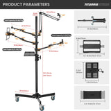 TARION Soporte Camara Mesa Brazo: Soporte para Camara de Escritorio Flexible Overhead Camera Mount Rig Fotografia con Brazo Articulado para Luz de Anillo Micrófono Video Titanrig(Conjunto de Pasillo)