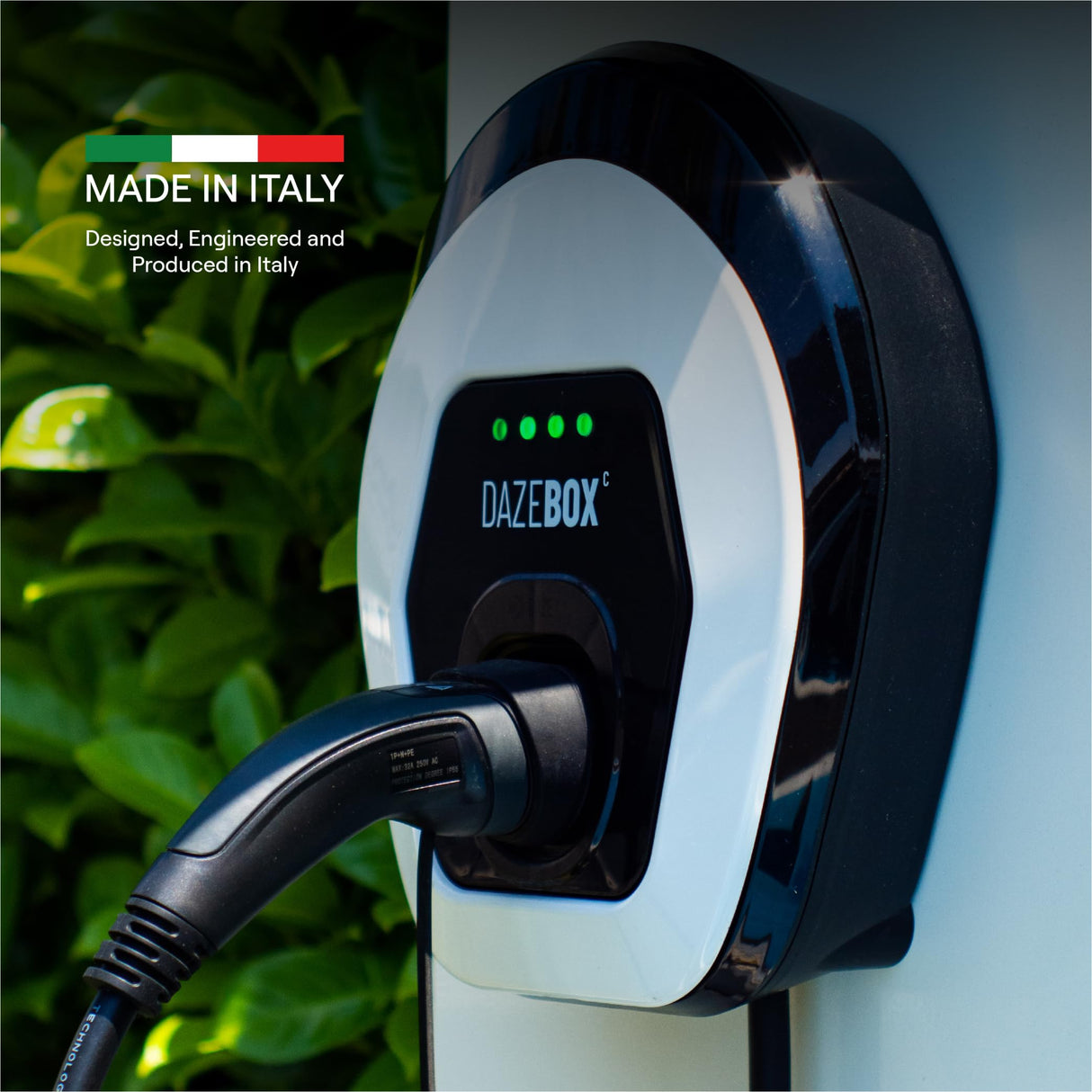 Daze | Dazebox C Estación de Carga Wallbox Modo 3 para EV y PHEV | Cable Tipo 2 Integrado | Conectividad App Daze | (trifásico/hasta 22 kW / 32 A)